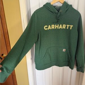 Carhartt Forest Green Hoodie with Yellow Logo